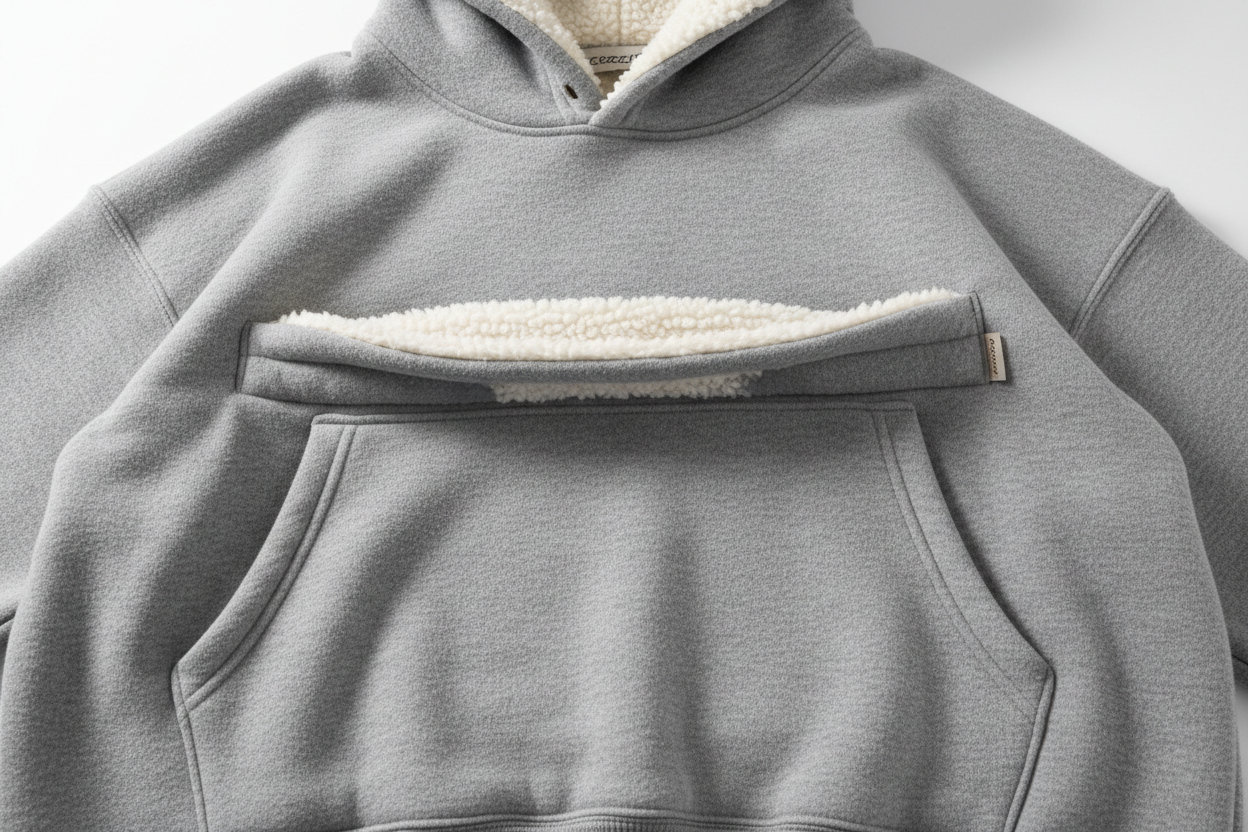 Oversized Fleece Hoodie - Pocket Detail