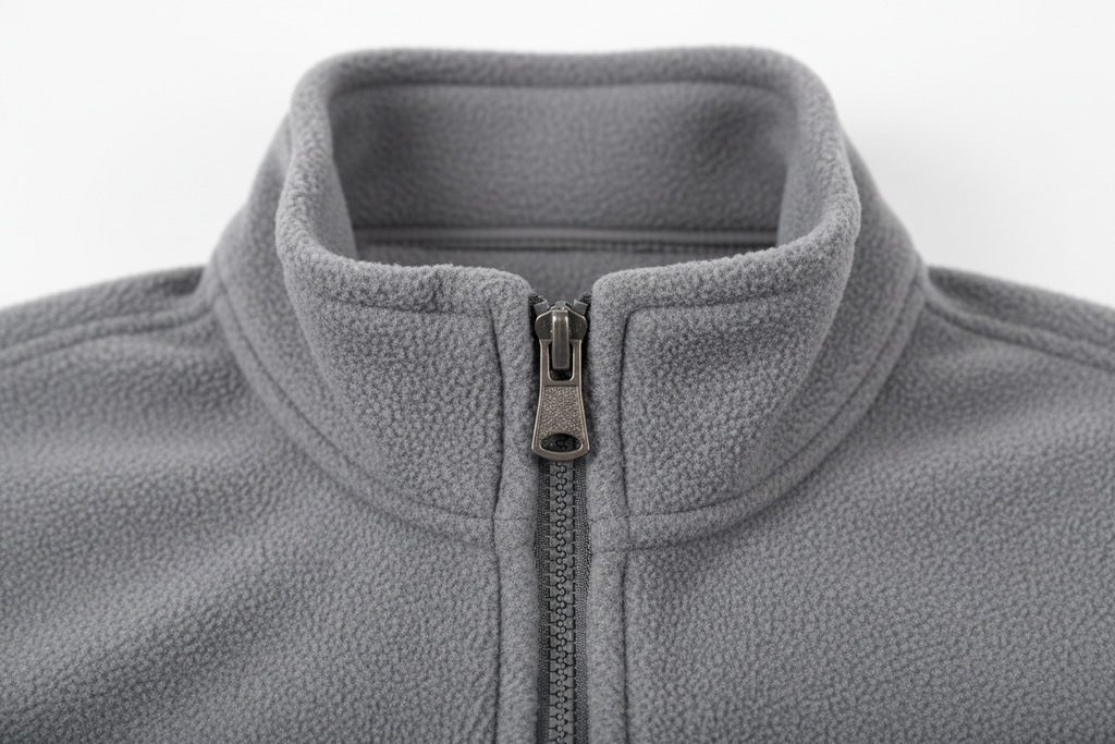 Lined Fleece Jacket - Gray Zipper Detail