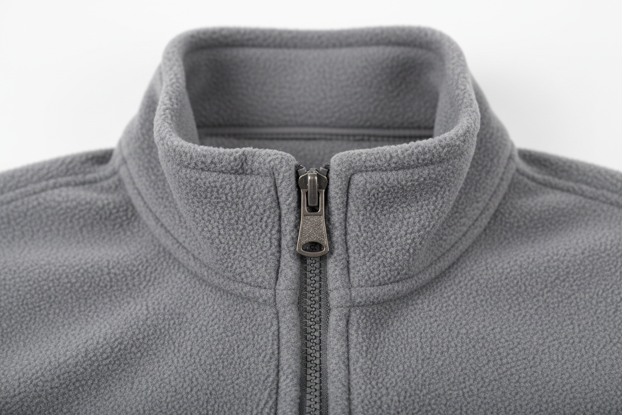 Lined Fleece Jacket - Gray Zipper Detail